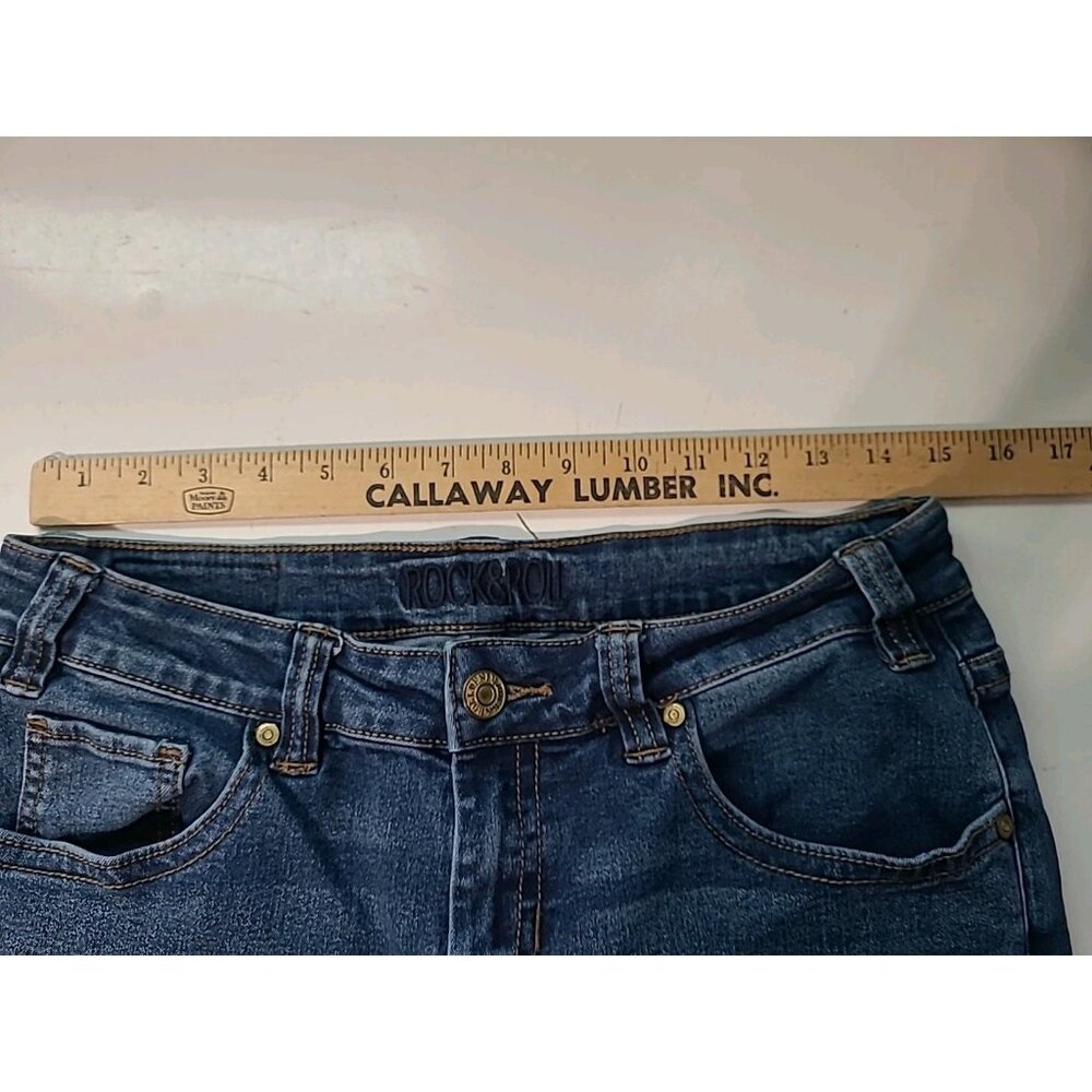 Rock & Roll Cowgirl Low Rise Stretch Trousers 29x34 (29x32) Flare Leg Jeans - Picture 3 of 15